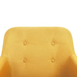 Dining Chairs 4 pcs Yellow Fabric and Solid Oak Wood - Close-Up Angle