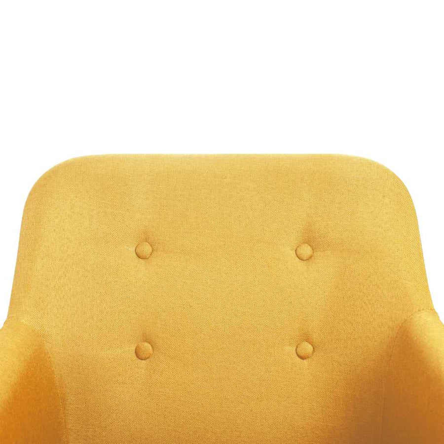 Dining Chairs 4 pcs Yellow Fabric and Solid Oak Wood