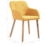 Dining Chairs 4 pcs Yellow Fabric and Solid Oak Wood