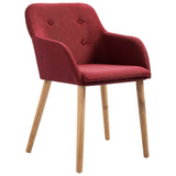 Dining Chairs 6 pcs Wine Red Fabric and Solid Oak Wood - Front View