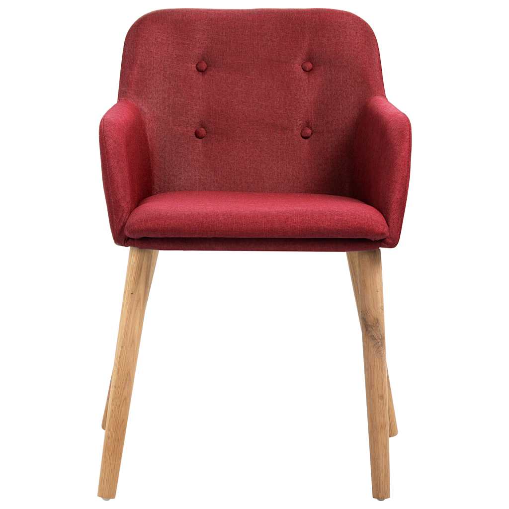 Dining Chairs 6 pcs Wine Red Fabric and Solid Oak Wood