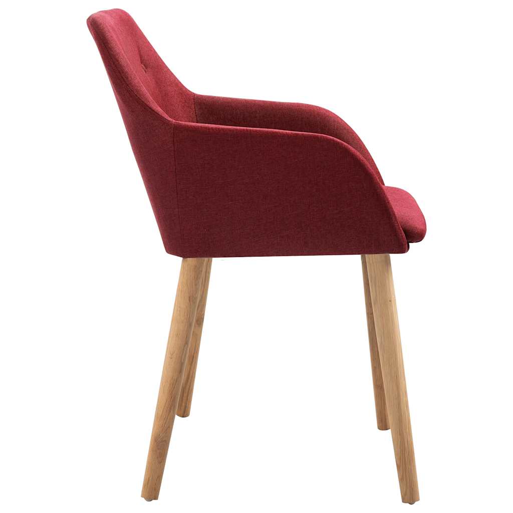 Dining Chairs 6 pcs Wine Red Fabric and Solid Oak Wood
