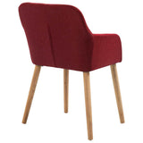Dining Chairs 6 pcs Wine Red Fabric and Solid Oak Wood - 45-Degree Angle