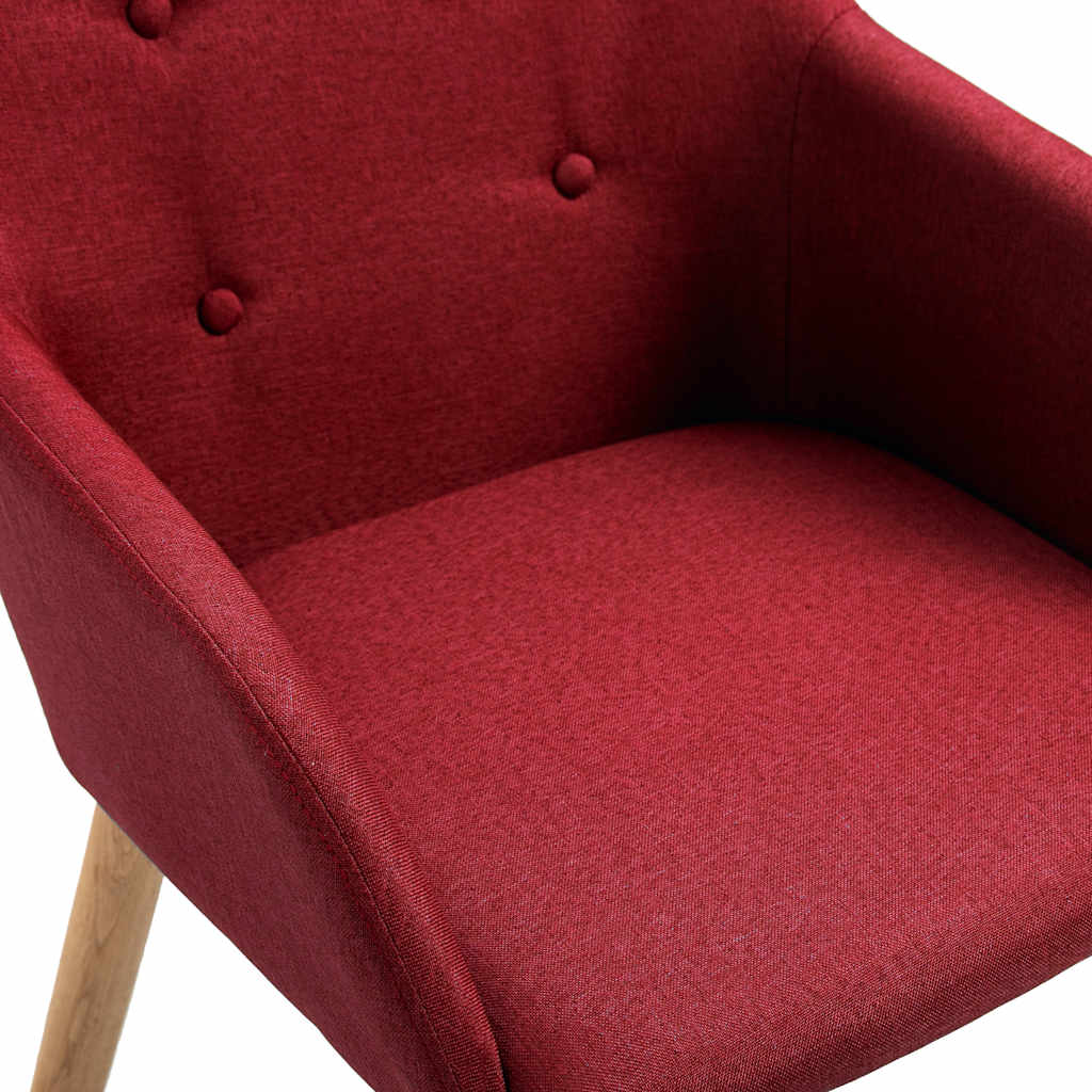 Dining Chairs 6 pcs Wine Red Fabric and Solid Oak Wood
