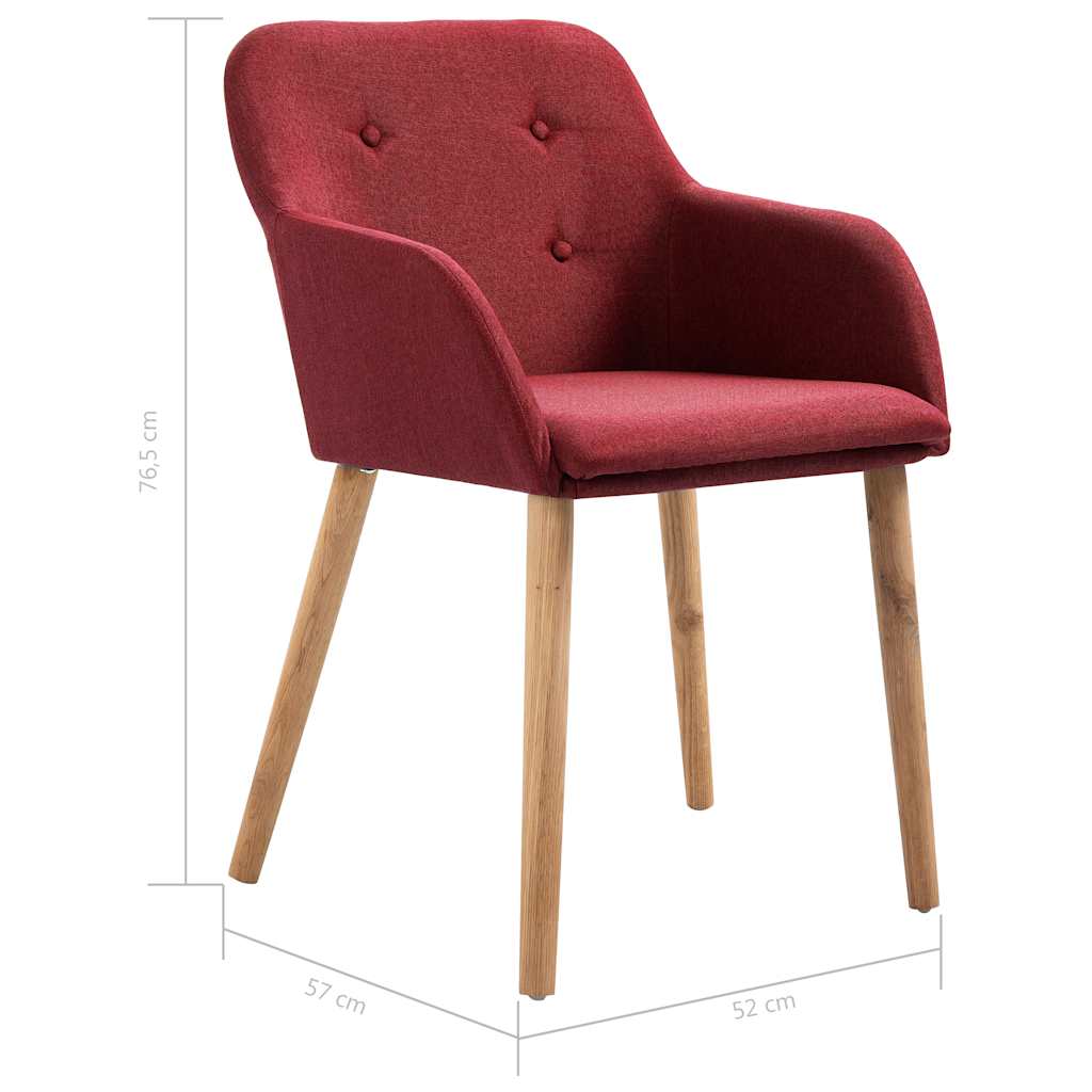 Dining Chairs 6 pcs Wine Red Fabric and Solid Oak Wood