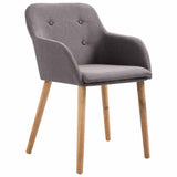 Dining Chairs 4 pcs Taupe Fabric and Solid Oak Wood - Front View
