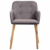 Dining Chairs 4 pcs Taupe Fabric and Solid Oak Wood - Side View