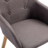 Dining Chairs 4 pcs Taupe Fabric and Solid Oak Wood - Rear View