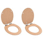 WC Toilet Seats 2 pcs with Soft Close Lids MDF Bamboo Design