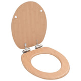 WC Toilet Seats 2 pcs with Soft Close Lids MDF Bamboo Design - Front View