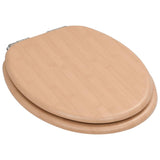WC Toilet Seats 2 pcs with Soft Close Lids MDF Bamboo Design - Top-Down View