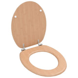 WC Toilet Seats 2 pcs with Lids MDF Bamboo Design - Front View