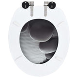 WC Toilet Seats 2 pcs with Soft Close Lids MDF Stones Design - Rear View