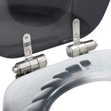 WC Toilet Seats 2 pcs with Soft Close Lids MDF Stones Design - Close-Up Angle