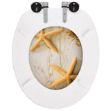 WC Toilet Seats 2 pcs with Soft Close Lids MDF Starfish Design - Rear View