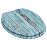 WC Toilet Seats 2 pcs with Soft Close Lids MDF Old Wood Design - Top-Down View