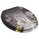 WC Toilet Seats 2 pcs with Soft Close Lids MDF New York Design - Top-Down View