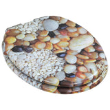 WC Toilet Seats 2 pcs with Soft Close Lids MDF Pebbles Design - Top-Down View