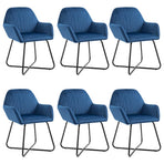 Dining Chairs 6 pcs Blue Velvet