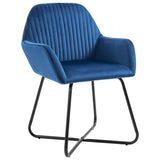 Dining Chairs 6 pcs Blue Velvet - Front View