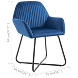 Dining Chairs 6 pcs Blue Velvet - Low Angle