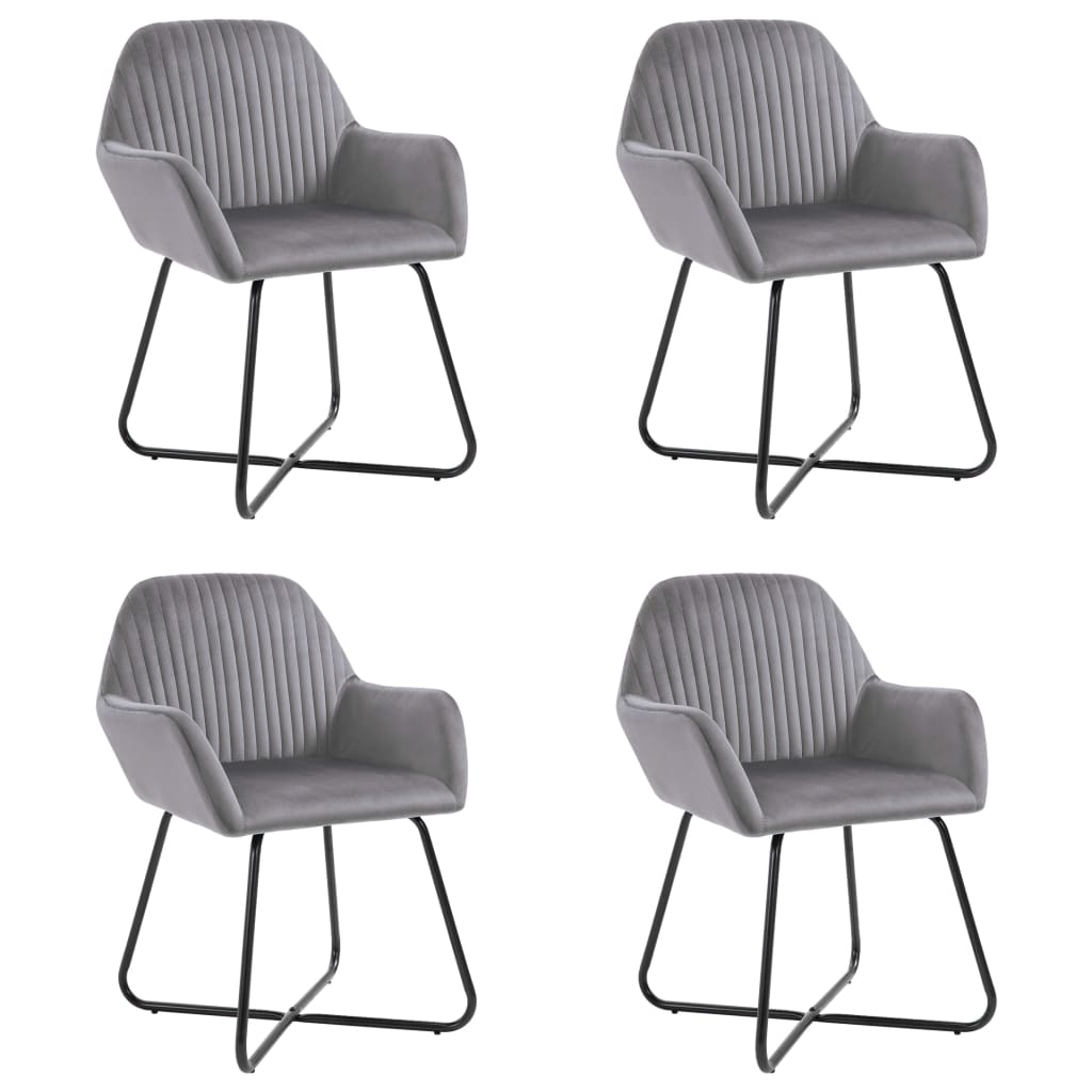 Dining Chairs 4 pcs Grey Velvet
