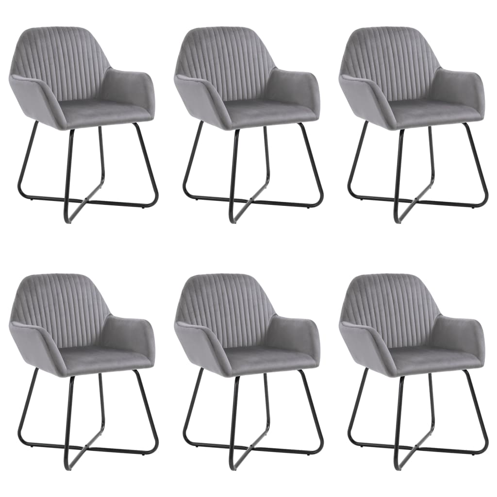 Dining Chairs 6 pcs Grey Velvet