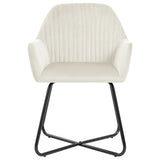 Dining Chairs 4 pcs Cream Velvet - Side View