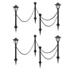 Solar Lights 4 pcs with Chain Fence and Poles