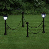 Solar Lights 4 pcs with Chain Fence and Poles - Front View