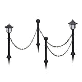 Solar Lights 4 pcs with Chain Fence and Poles - Side View
