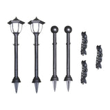 Solar Lights 4 pcs with Chain Fence and Poles - 45-Degree Angle