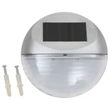 Outdoor Solar Wall Lamps LED 24 pcs Round Silver - Front View
