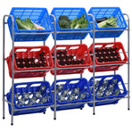 Storage Shelf for 9 Crates Silver 145x33x116 cm Steel