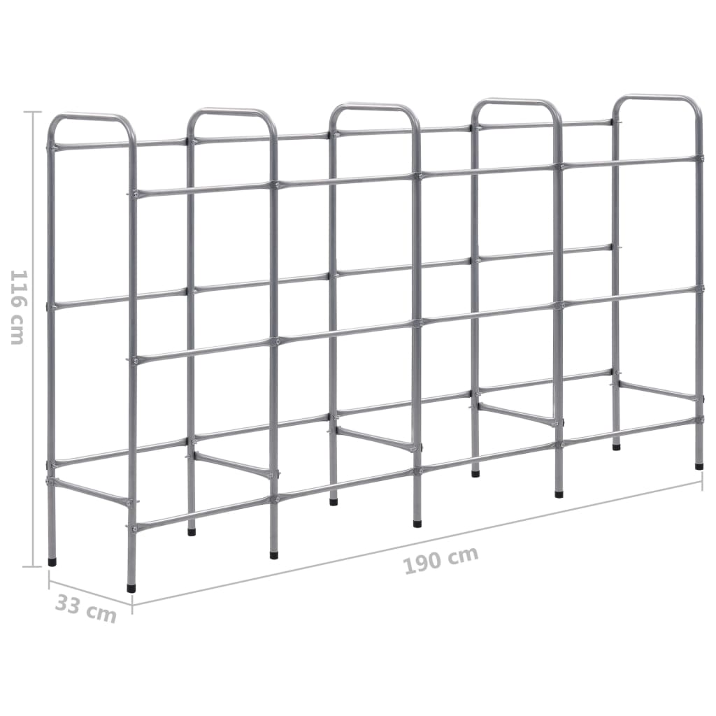 Storage Shelf for 12 Crates Silver 190x33x116 cm Steel