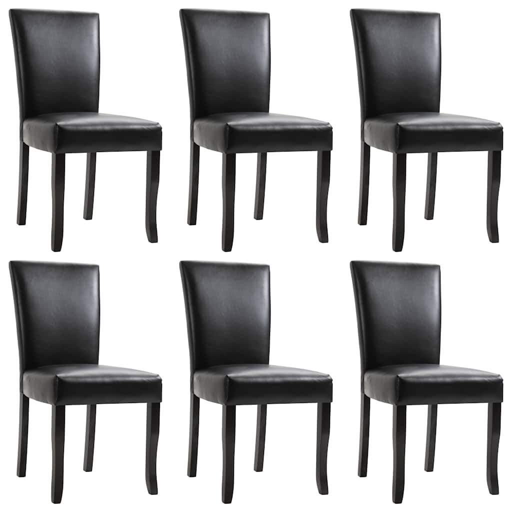 Dining Chairs 6 pcs Black Faux Leather