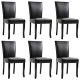 Dining Chairs 6 pcs Black Faux Leather