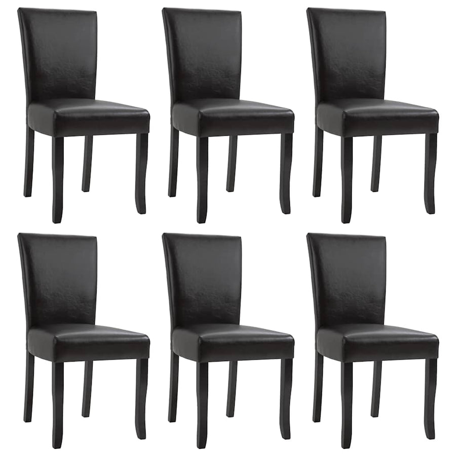 Dining Chairs 6 pcs Dark Brown Faux Leather