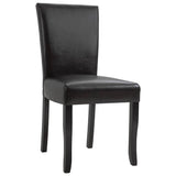 Dining Chairs 6 pcs Dark Brown Faux Leather - Front View