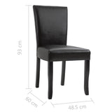 Dining Chairs 6 pcs Dark Brown Faux Leather - Low Angle