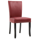 Dining Chairs 4 pcs Wine Red Faux Leather - Front View
