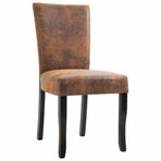 Dining Chairs 4 pcs Brown Faux Suede Leather