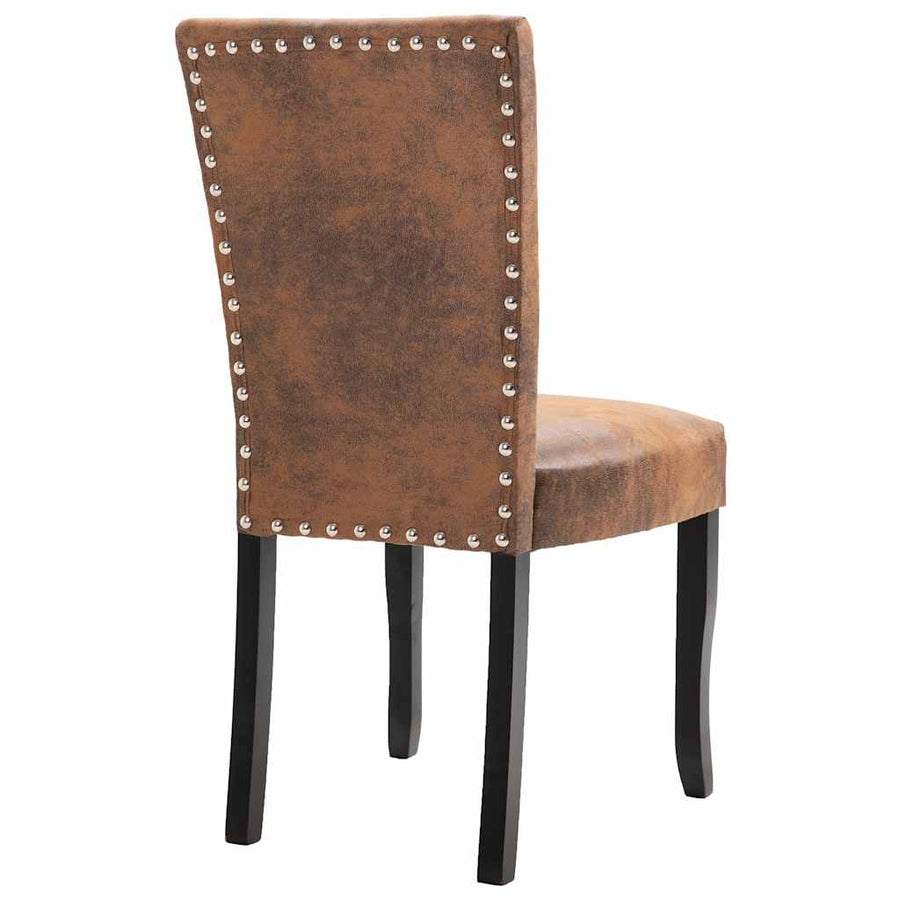 Dining Chairs 4 pcs Brown Faux Suede Leather