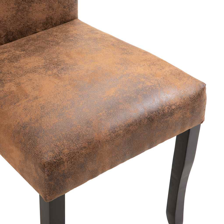 Dining Chairs 4 pcs Brown Faux Suede Leather