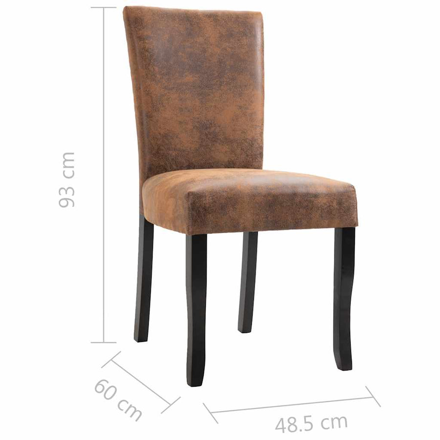 Dining Chairs 4 pcs Brown Faux Suede Leather