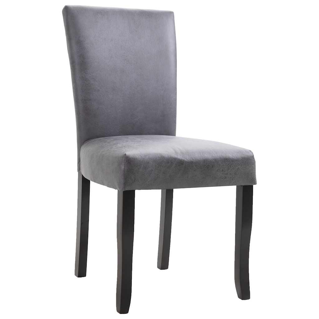 Dining Chairs 4 pcs Grey Faux Suede Leather