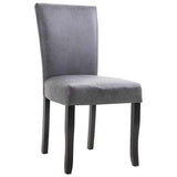 Dining Chairs 4 pcs Grey Faux Suede Leather - Front View