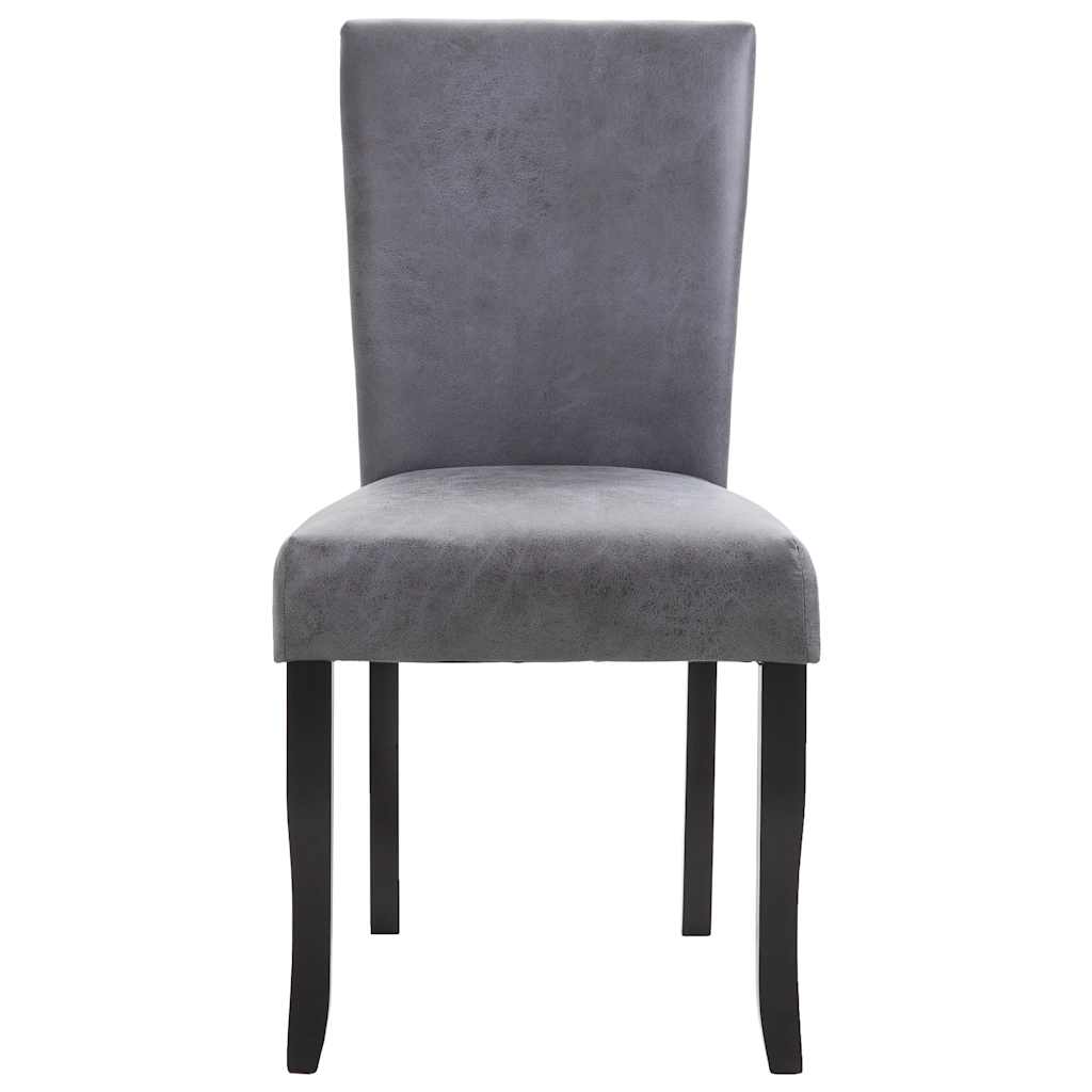 Dining Chairs 4 pcs Grey Faux Suede Leather