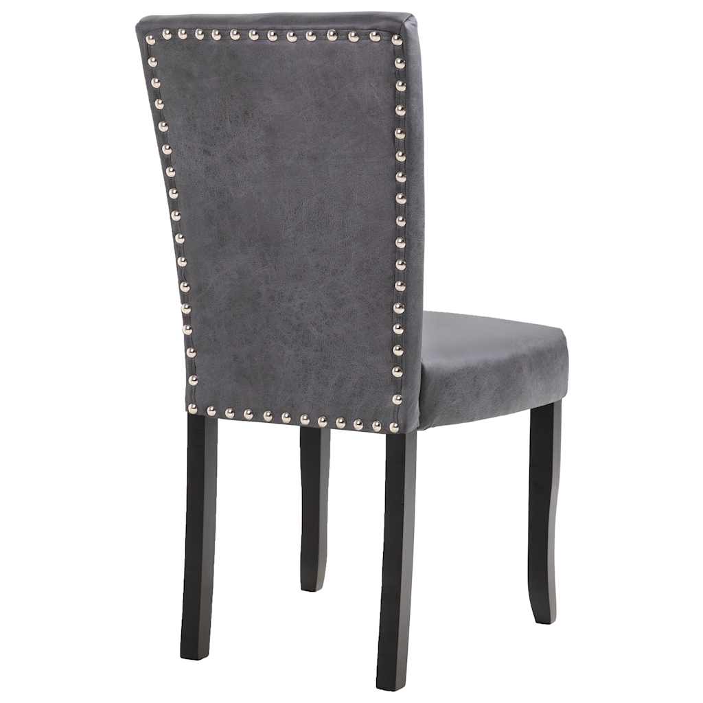 Dining Chairs 4 pcs Grey Faux Suede Leather