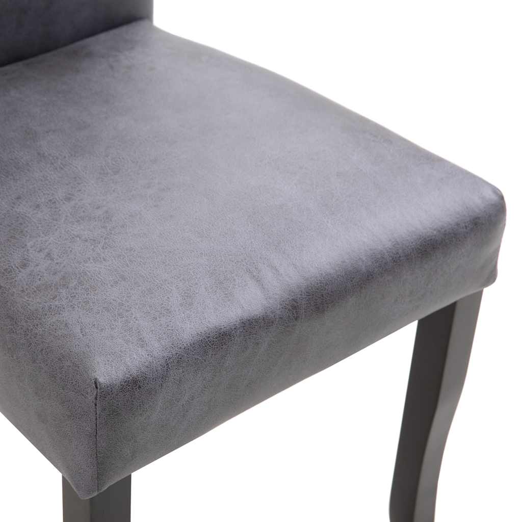 Dining Chairs 4 pcs Grey Faux Suede Leather